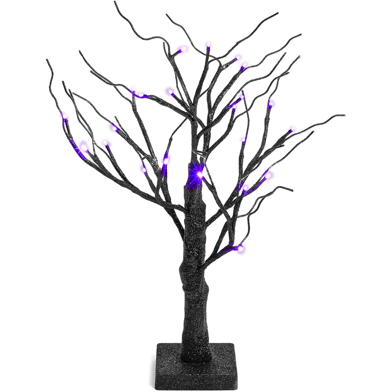 Spooky Central Halloween Decorations, Black Tree with Purple LED Lights Indoor Home Décor (18 in.)